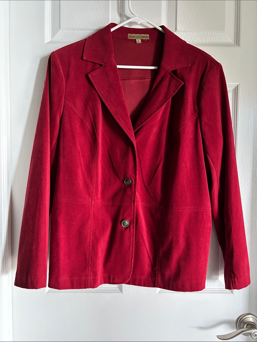 Notations Women's Deep Red Two-Button Blazer Jacket